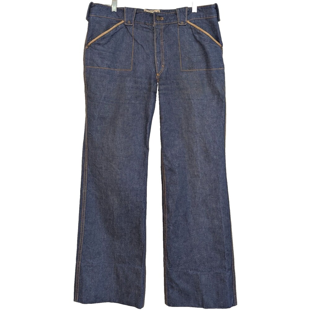 Vintage FOX Safety Goods Men's Jeans Yugoslavia Wide Leg Leather Accent 36x31.5